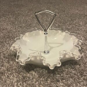 Fenton Silver Crest milk glass  candy dish